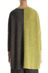 Oversized Dual Golden Lime Grey Wool Sweater 2