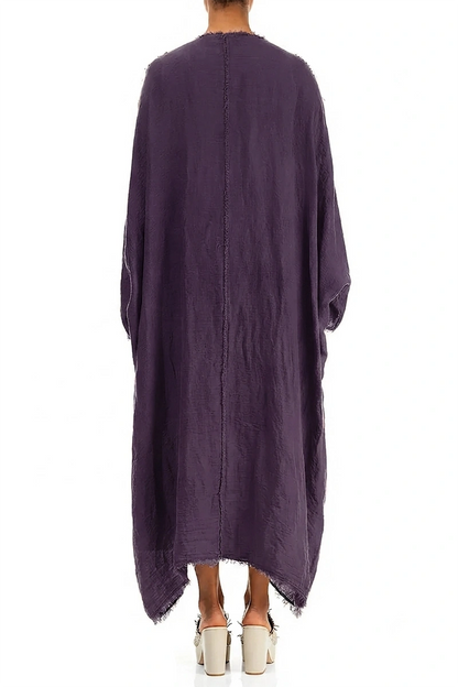 Oversized Raw Edge Amethyst Gauze Linen Jacket