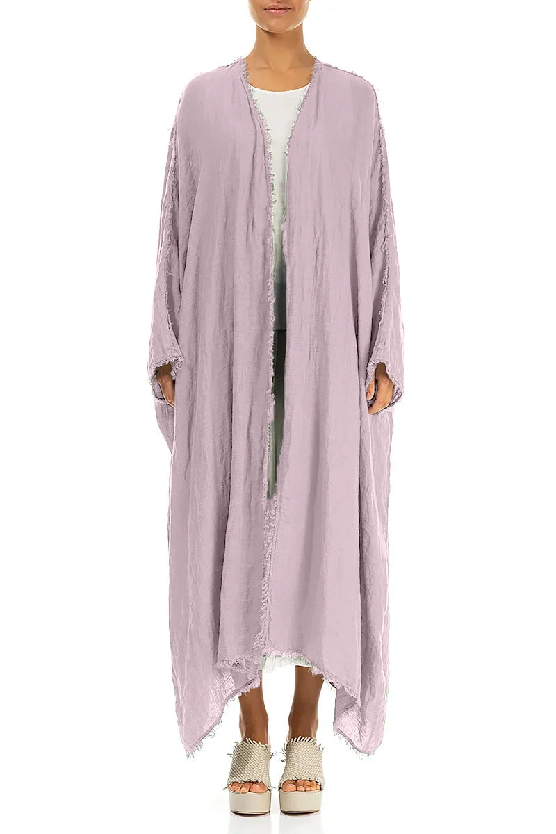 Oversized Raw Edge Lilac Gauze Linen Jacket