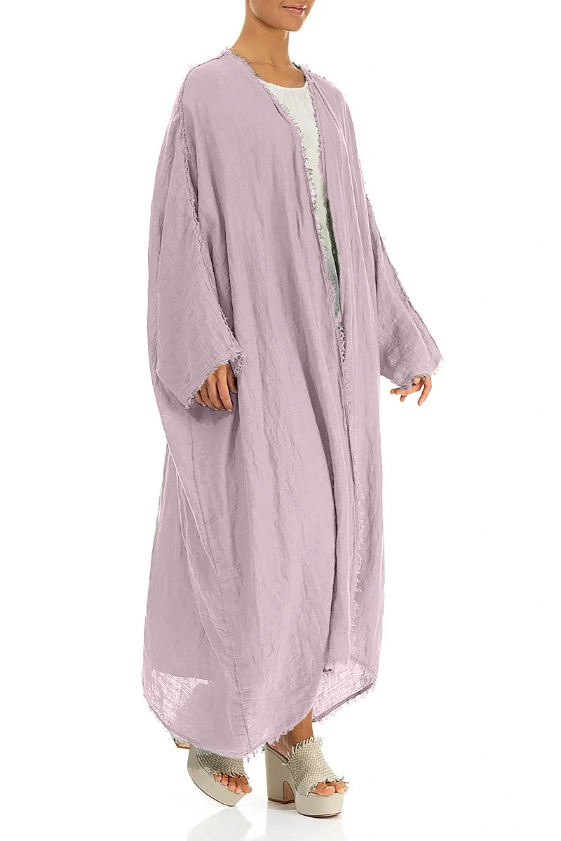 Veste ample en gaze de lin lilas à bords francs