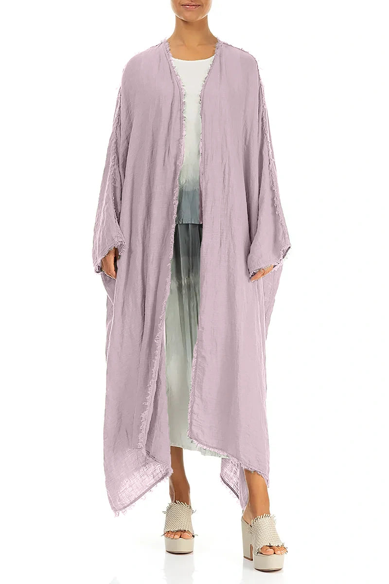 Veste ample en gaze de lin lilas à bords francs