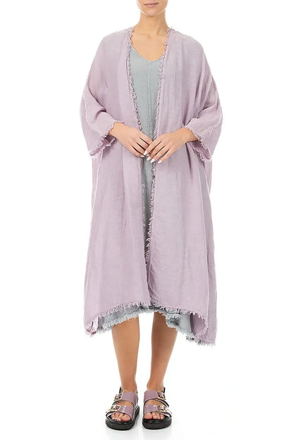 Oversized Raw Edge Lilac Gauze Linen Jacket 4