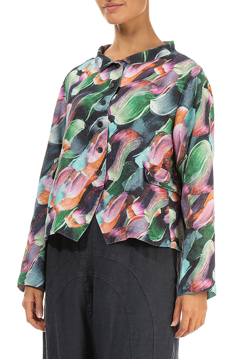 Paint Charm Buttoned Linen Jacket 3