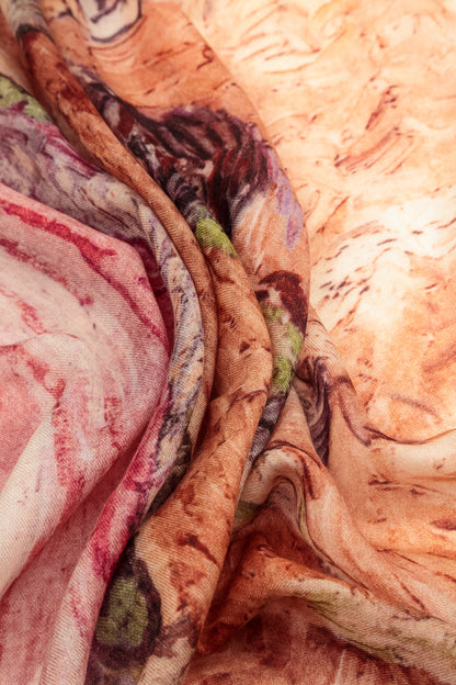 Écharpe en cachemire et soie Painted Romance