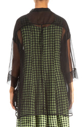 Patch Décor Black Silk Chiffon Shirt 2