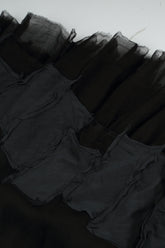 Patch Décor Black Silk Chiffon Skirt 5