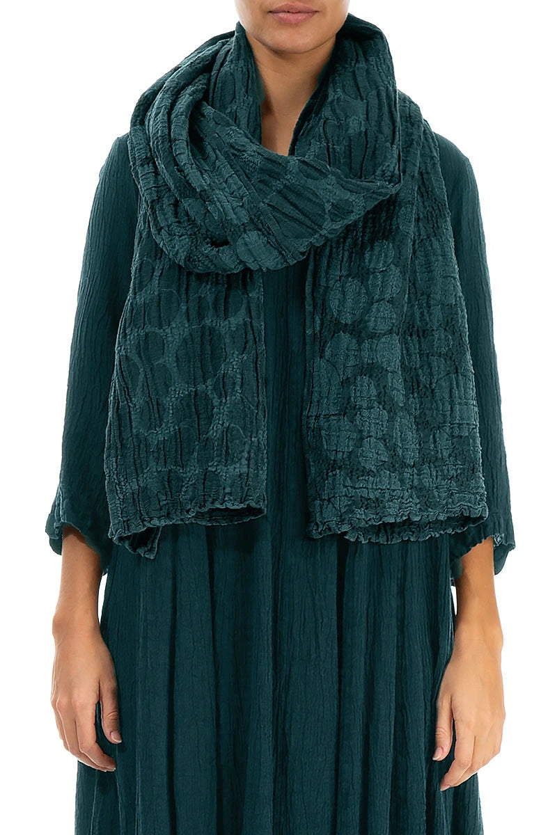 Peacock Circle Silk Linen Scarf