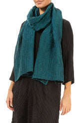 Peacock Crinkled Silk Linen Scarf 3