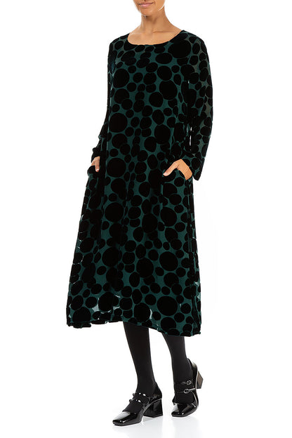 Peacock Devoré Bubbles Silk Velvet Dress