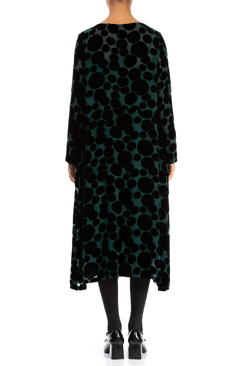 Peacock Devoré Bubbles Silk Velvet Dress