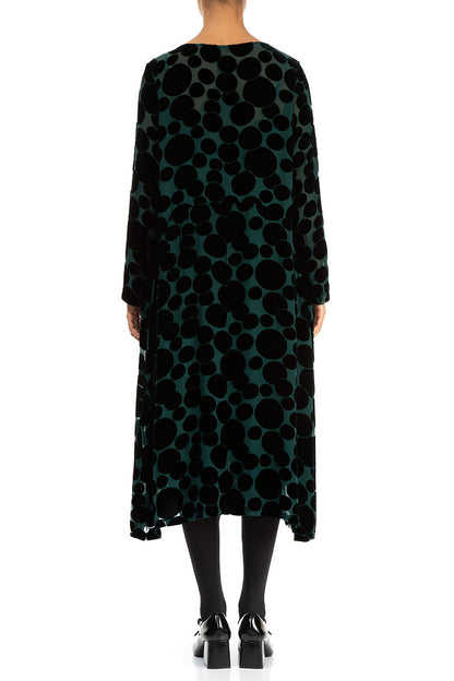 Peacock Devoré Bubbles Silk Velvet Dress