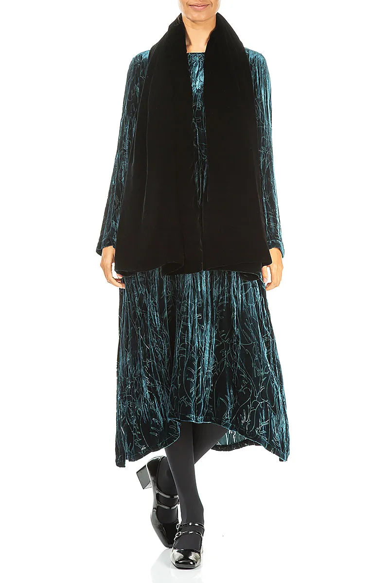 Peacock Double Sided Silk Velvet Scarf