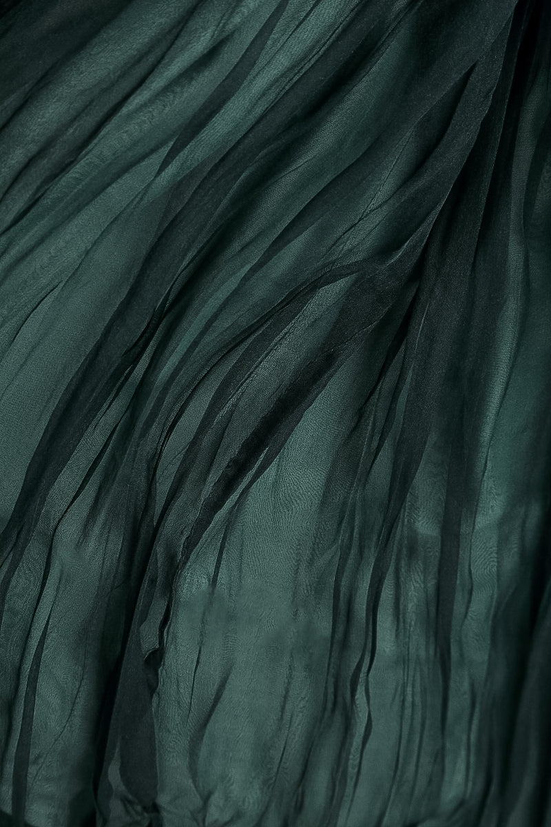 Peacock Crumpled Silk Chiffon Dress 5