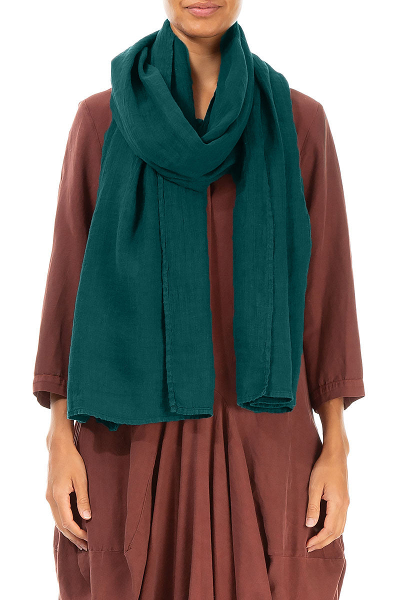 Peacock Soft Gauze Linen Scarf 1