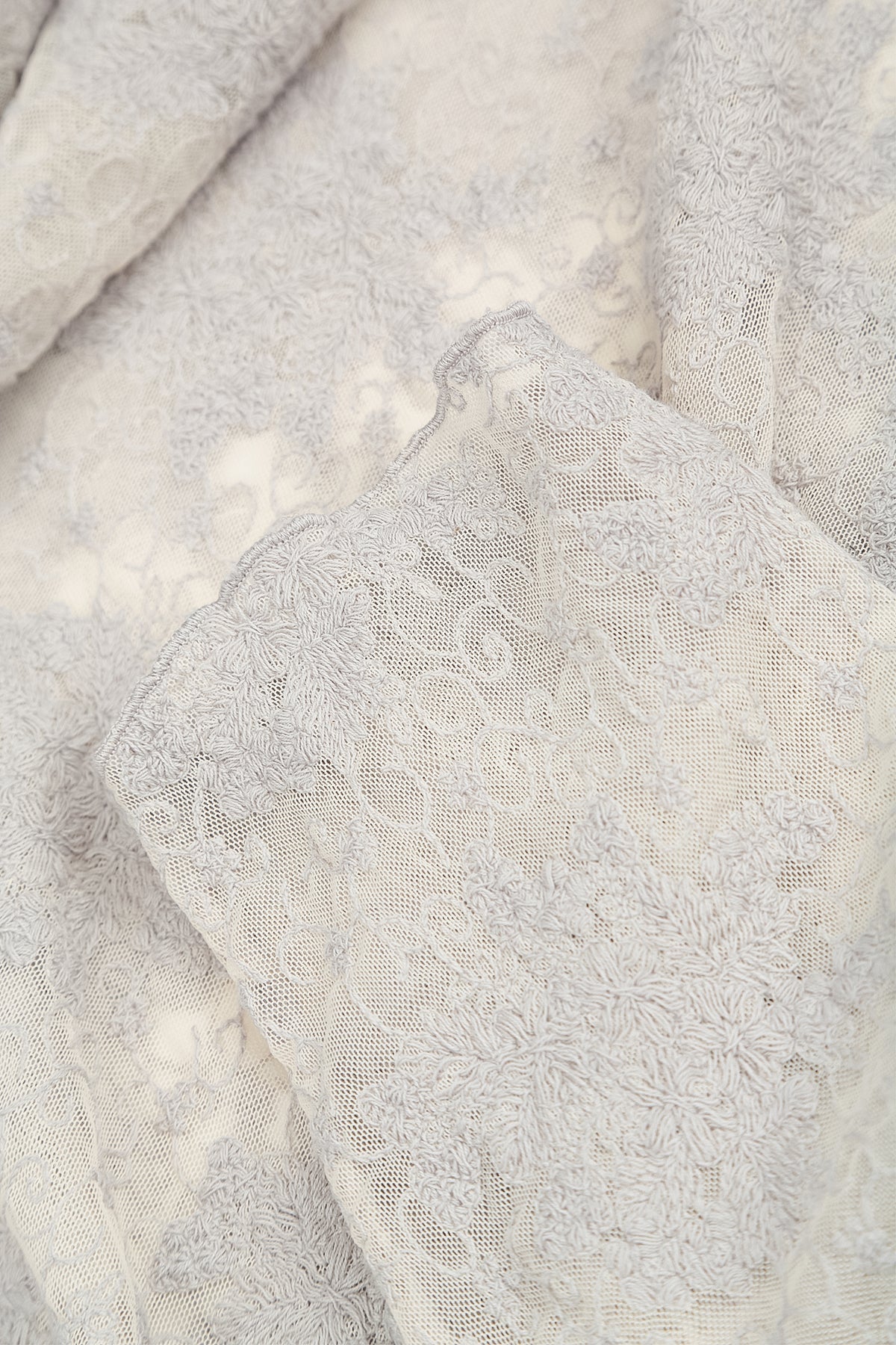 Blouse en dentelle de Coton florale Gris perle