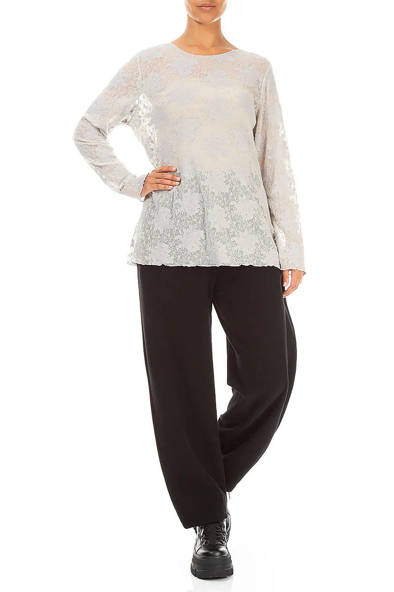 Blouse en dentelle de Coton florale Gris perle
