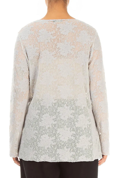 Blouse en dentelle de Coton florale Gris perle