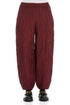 Pencil Crinkled Burgundy Silk Trousers 1