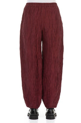 Pencil Crinkled Burgundy Silk Trousers 2