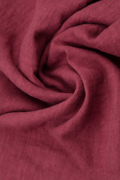 Peter Pan Collar Antique Ruby Linen Dress 5