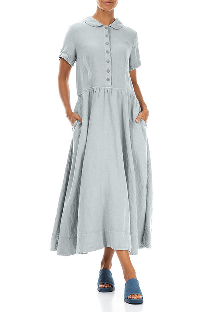 Peter Pan Collar Silver Grey Linen Dress 4