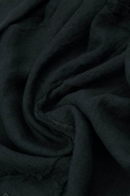 Pin-Tucked Black Linen Shirt 5