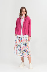 Pin-Tucked Fuchsia Linen Shirt 1