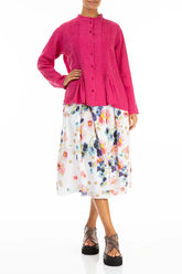 Pin-Tucked Fuchsia Linen Shirt 5