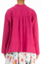 Pin-Tucked Fuchsia Linen Shirt 3
