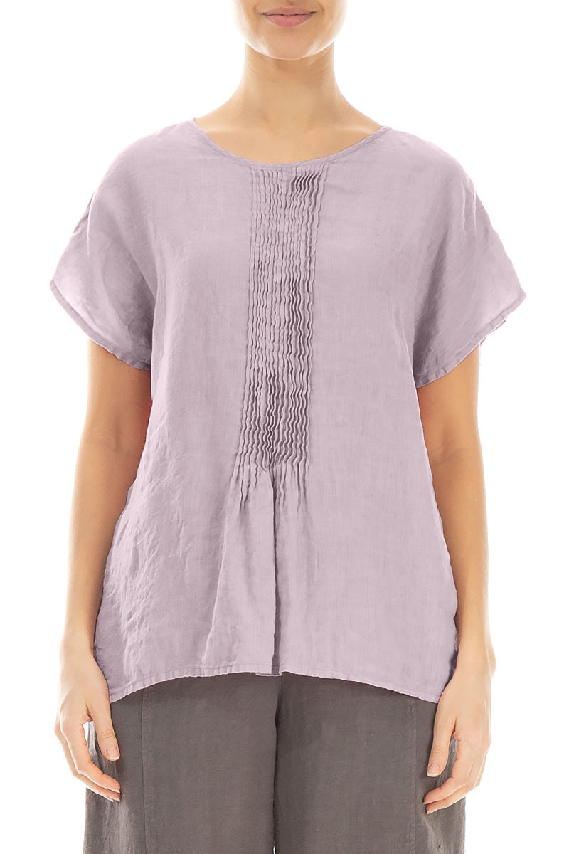 Pin-Tucked Lilac Linen Blouse 1