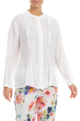 Pin-Tucked White Linen Shirt 3