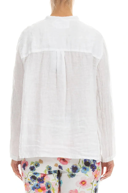 Pin-Tucked White Linen Shirt 2