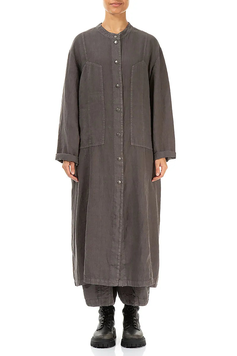 Veste en lin truffe Off-Dye Pin Décor