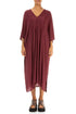 Pin Tucks Antique Ruby Silk Viscose Dress 1