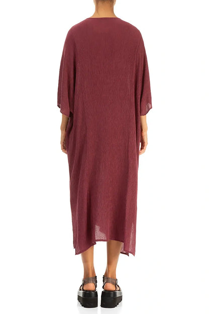 Pin Tucks Antique Ruby Silk Viscose Dress 2