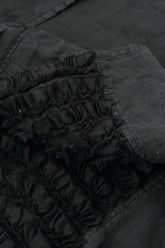 Pin Tucks Frayed Hem Black Linen Dress 6