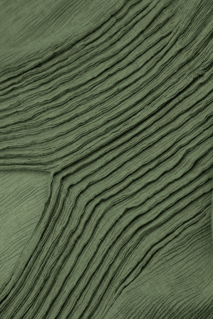 Robe en soie et viscose sauge à plis nervurés