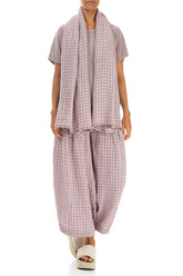 Pink Check Linen Scarf 2