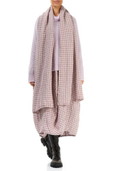 Pink Check Linen Scarf 2
