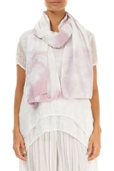 Pink Tie-dye Crumpled Pure Silk Scarf 1