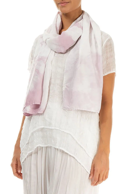 Pink Tie-dye Crumpled Pure Silk Scarf 3