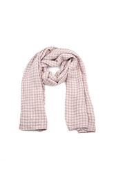 Pink Check Linen Scarf 4