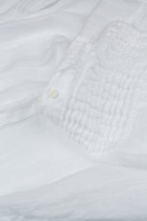 Pintuck Detail White Gauze Linen Shirt 5