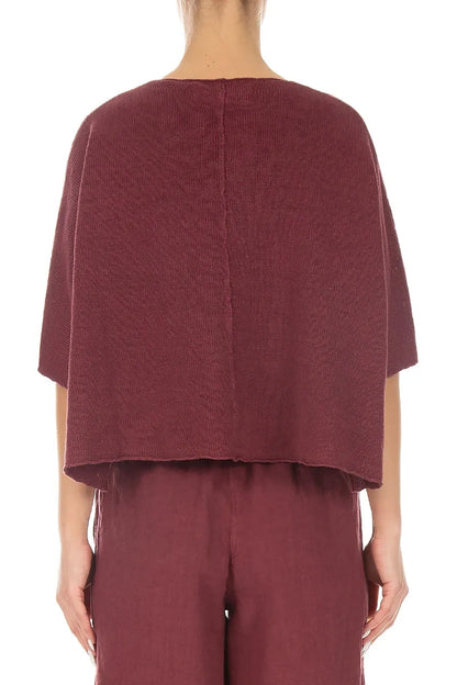 Pintuck Front Antique Ruby Linen Cardigan 2