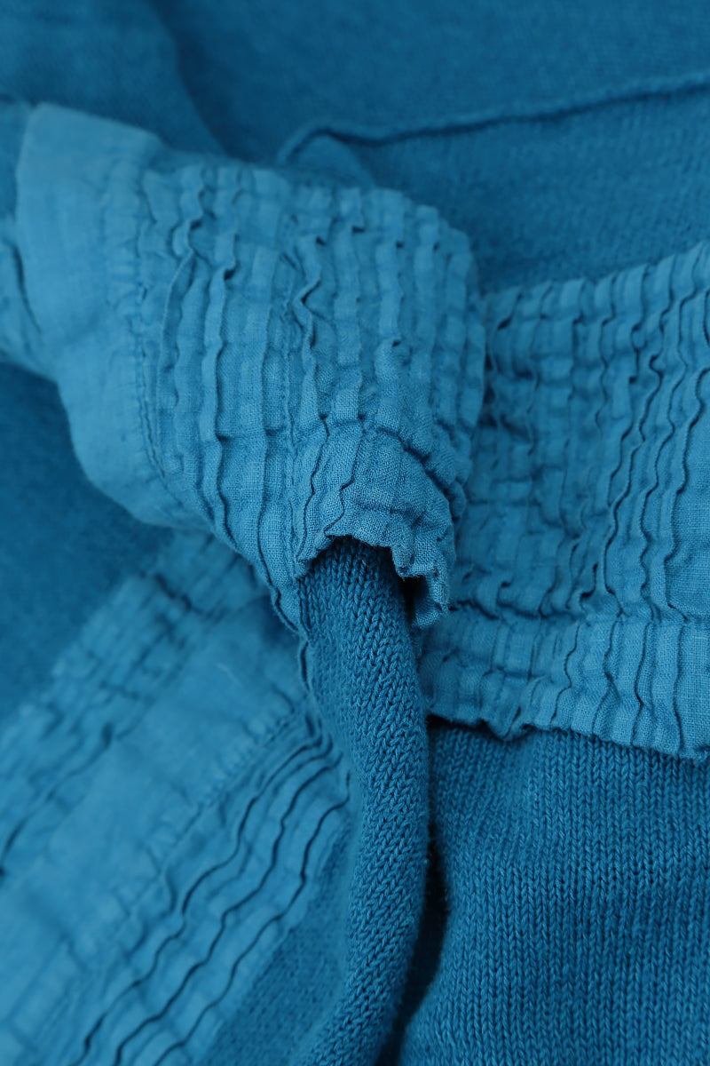 Pintuck Front Cobalt Blue Linen Cardigan 5