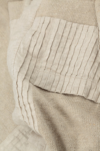 Pintuck Front Natural Linen Cardigan 5