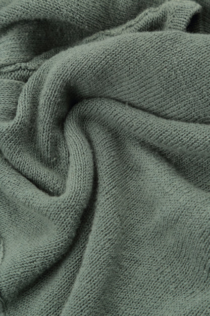 Cardigan en lin sauge à plis piqués sur le devant