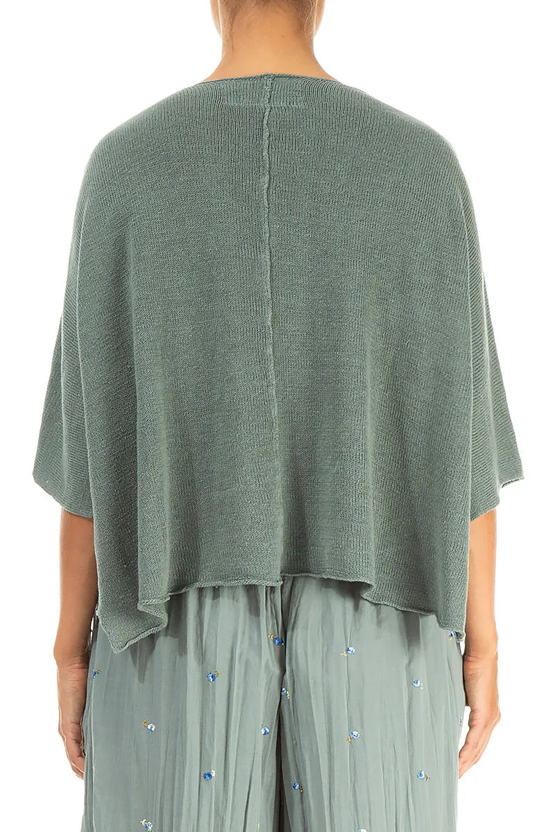 Pintuck Front Sage Linen Cardigan