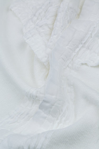 Pintuck Front White Linen Cardigan 5