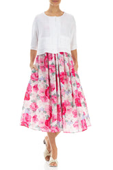 Pintuck Front White Linen Cardigan 4